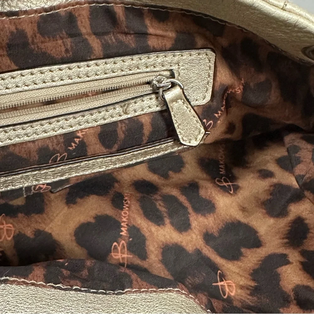 B MAKOWSKY vintage hobo pebbled gold leather shoulder bag